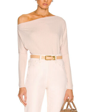 Enza Costa Ribbed Rose Tan Rib Slouch Sweater Size M